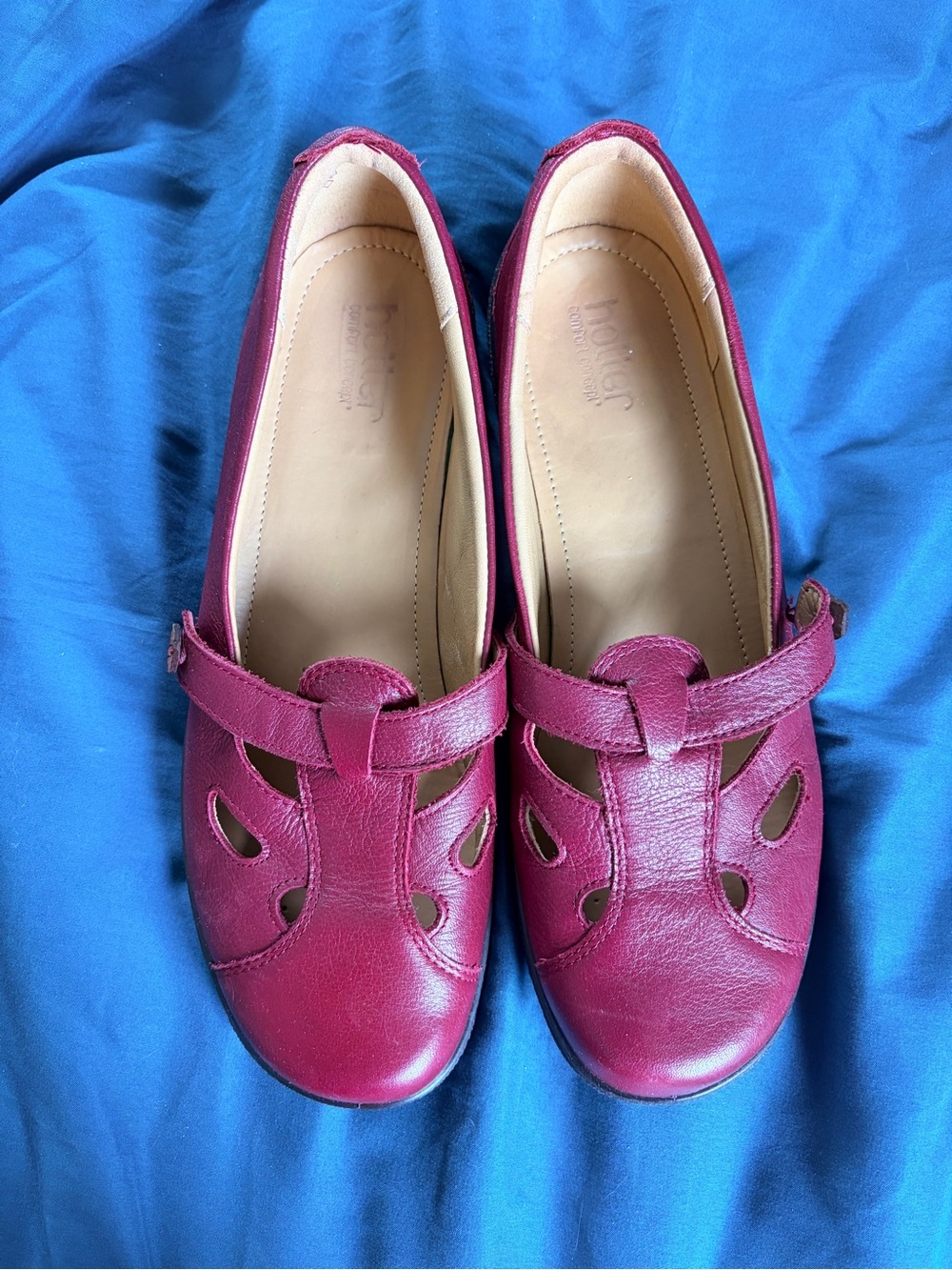Hotter Nirvana Red Leather T-Bar Mary Jane Shoes US 11 EU 43